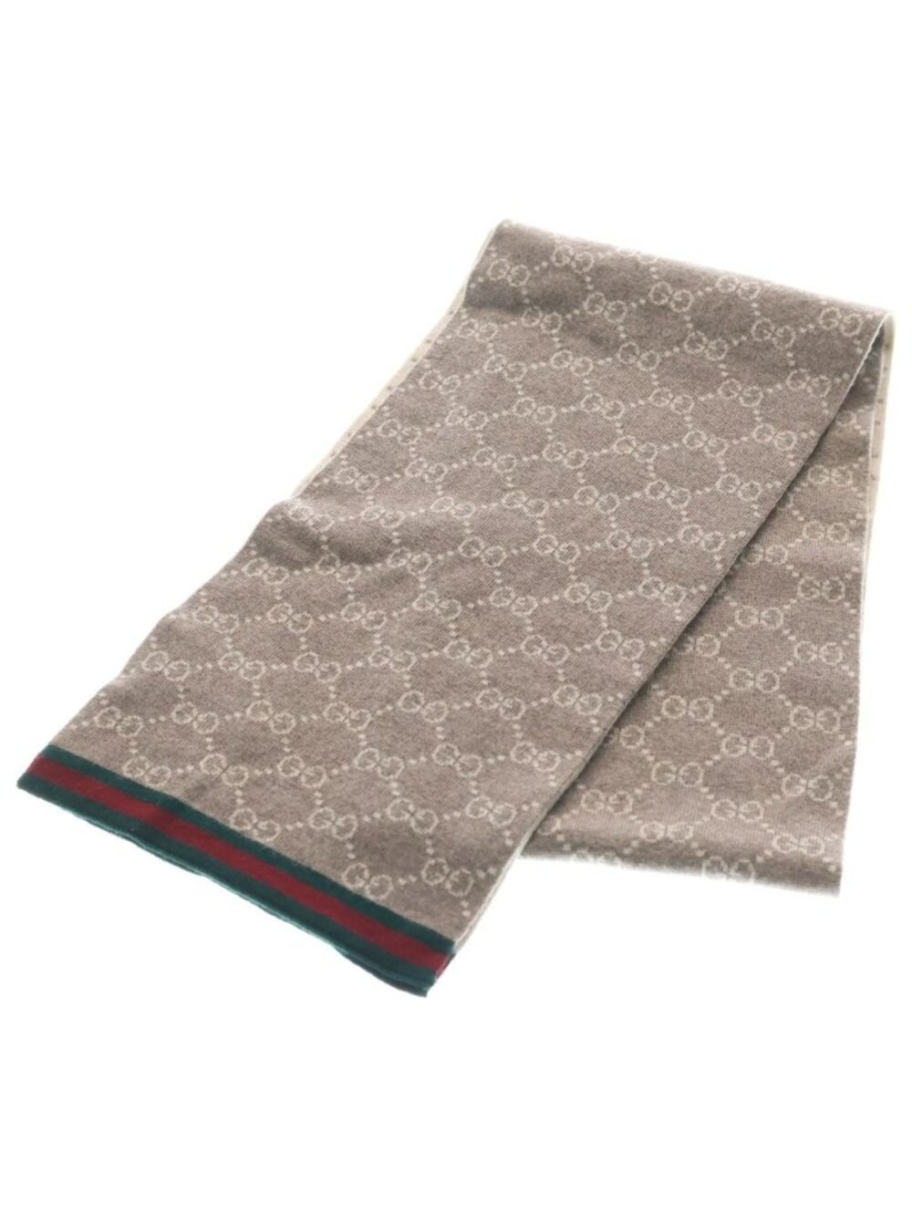 Gucci GG Logo All Over Print Wool Shawl Scarf Gray